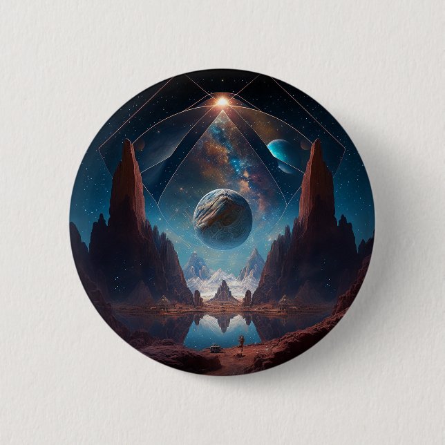 Cosmic Fantasy Landscape 2 Inch Round Button (Front)