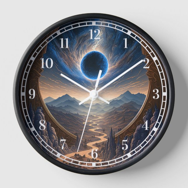 Cosmic Fantasy Space Landscape Clock (Front)