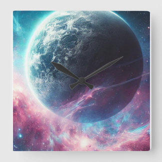 Cosmic fares square wall clock