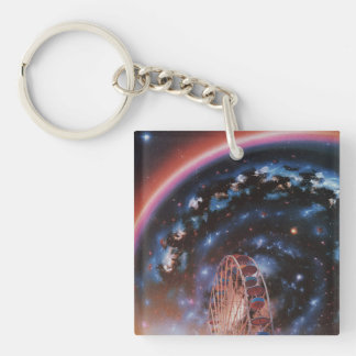 Cosmic Ferris Wheel Under a Neon Galaxy Keychain