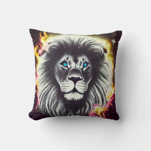 Cosmic Fire Lion Throw Pillow