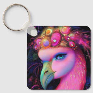 Cosmic Flamingo Queen Keychain