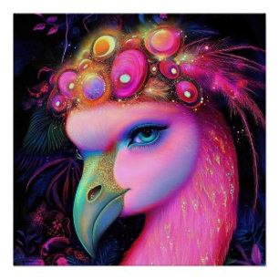 Cosmic Flamingo Queen Poster