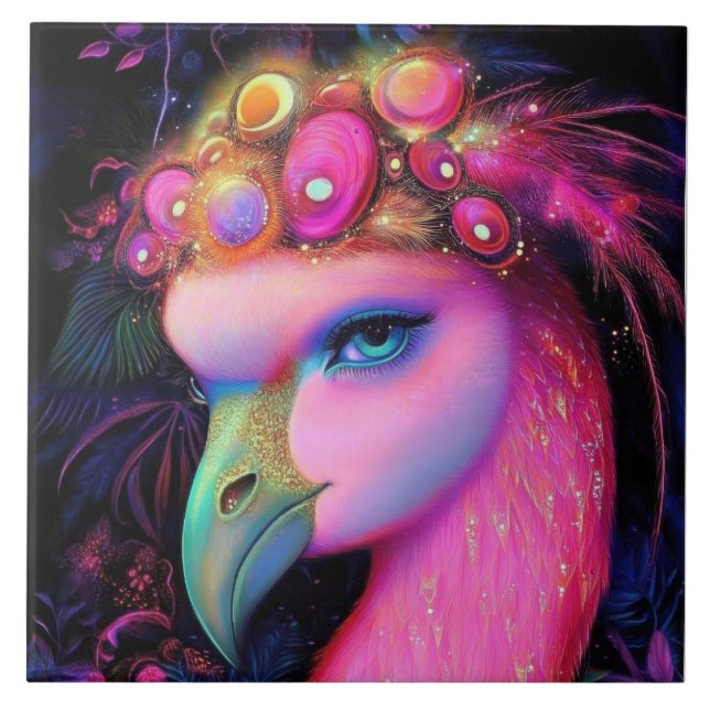 Cosmic Flamingo Queen Tile (Front)