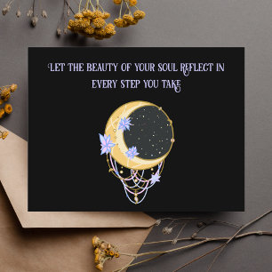 Cosmic Floral Moon Inspirational Quote Postcard