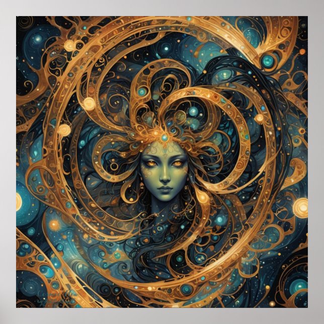 Cosmic Flow - AI Fantasy Digital Art Print (Front)