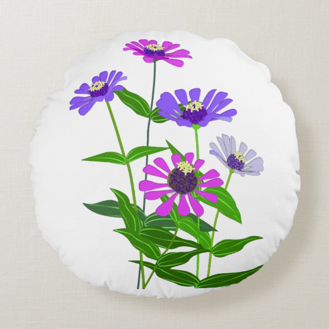 Cosmic Flower Art Round Pillow (Front)