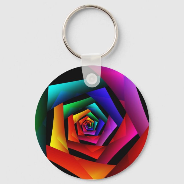 Cosmic Flower Cute Cool Modern Abstract Art Keychain (Front)