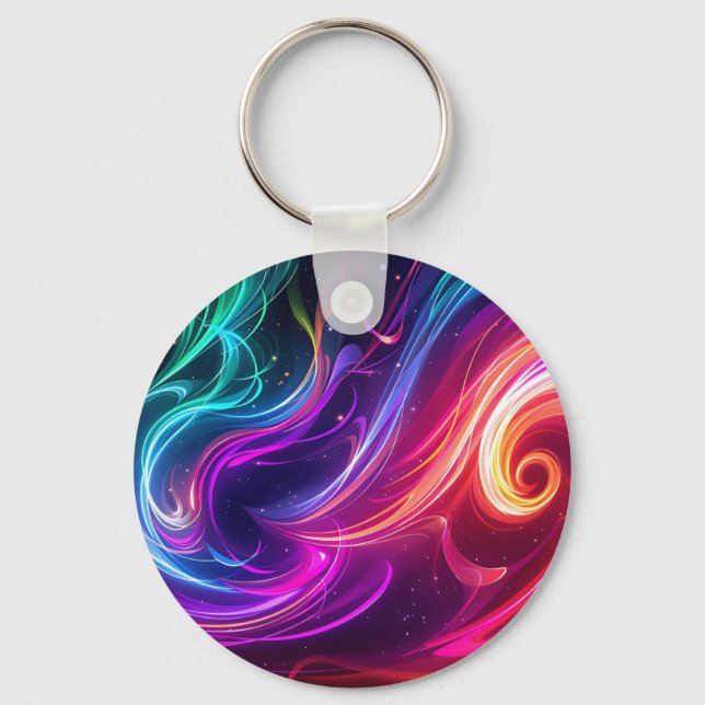 Cosmic Flowing Swirls Keychain (Front)
