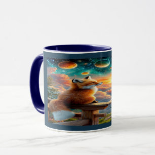 Cosmic Fox and Planets Magical Sunset Mug
