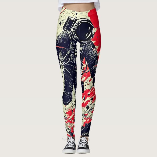 Cosmic Fragmentation: Astronaut Lost in Space Leggings (Front)