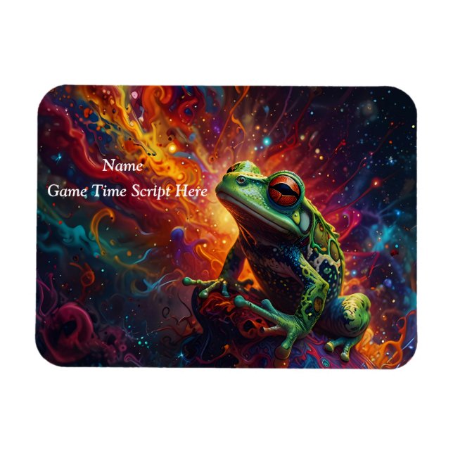 Cosmic Frog Art Print Vibrant Psychedelic Design Magnet (Horizontal)