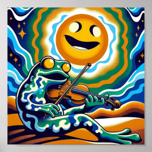 Cosmic Frog Musician: Psychedelic Serenade Art Poster