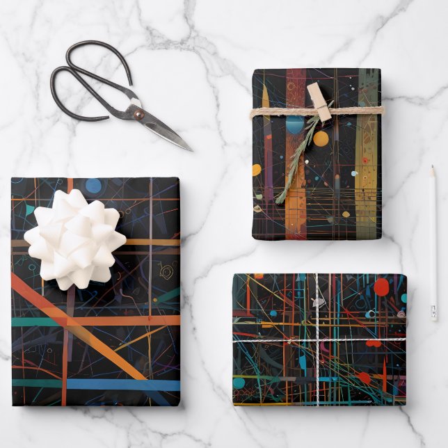 Cosmic Fusion – Planets & Neutrons Wrapping Paper Sheet (Front)