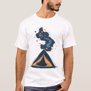 Cosmic Galaxy Camping Tent Graphic - Starlight Nig T-Shirt