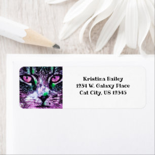 Cosmic Galaxy Cat Starry Skies Purple And Green