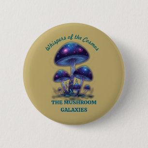 Cosmic Galaxy Mushrooms • Whimsical Fantasy Fungi  2 Inch Round Button