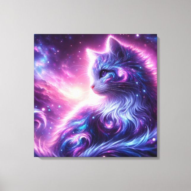 Cosmic Galaxy Mystical Feline Celestial Canvas Print (Front)