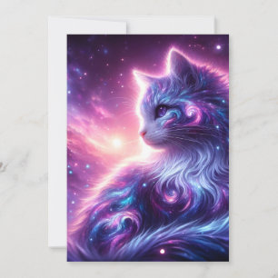 Cosmic Galaxy Mystical Feline Celestial Holiday Card