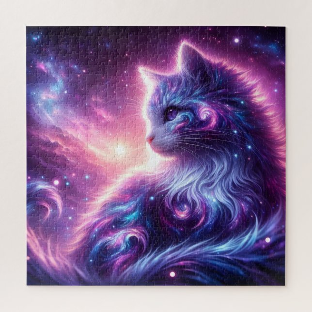 Cosmic Galaxy Mystical Feline Celestial Jigsaw Puzzle (Vertical)