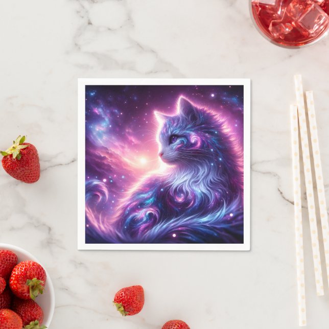 Cosmic Galaxy Mystical Feline Celestial Napkin (Insitu)
