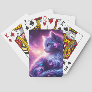 Cosmic Galaxy Mystical Feline Celestial Playing Cards