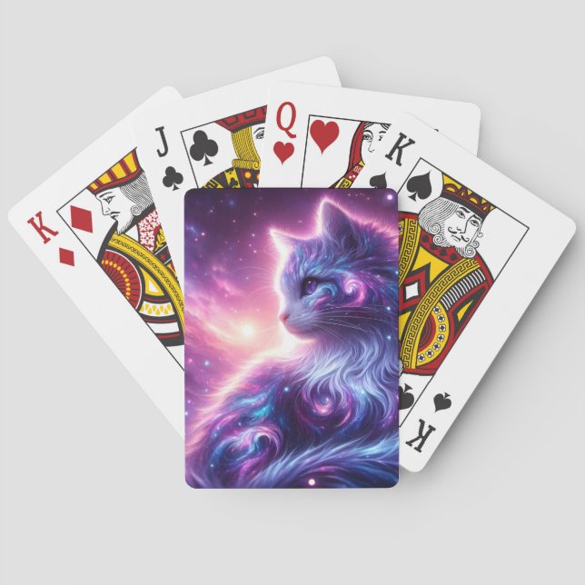 Cosmic Galaxy Mystical Feline Celestial Playing Cards (Back)