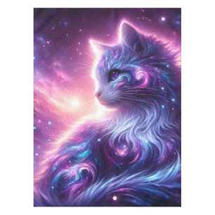 Cosmic Galaxy Mystical Feline Celestial Tablecloth
