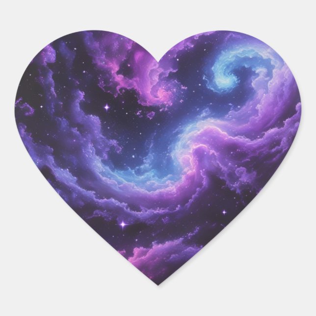 Cosmic Galaxy Nebula Abstract Space Art Design Heart Sticker (Front)