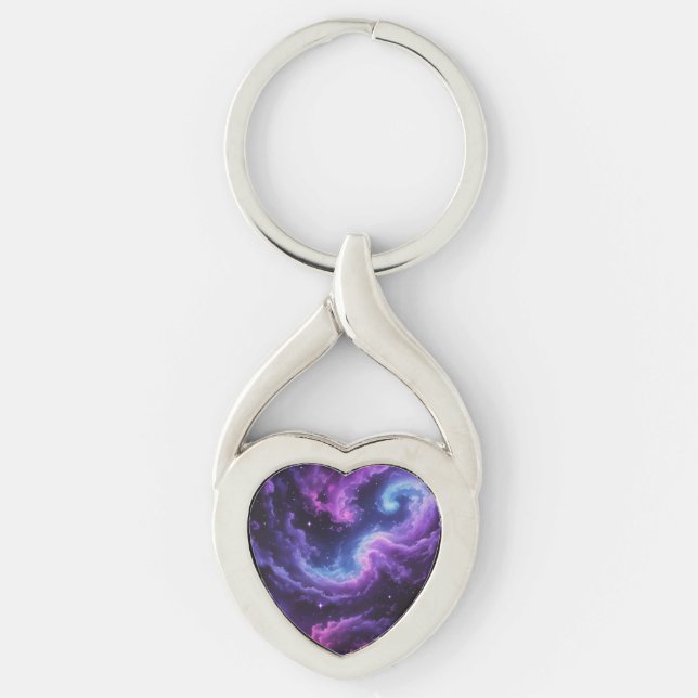 Cosmic Galaxy Nebula Abstract Space Art Design Keychain (Front)