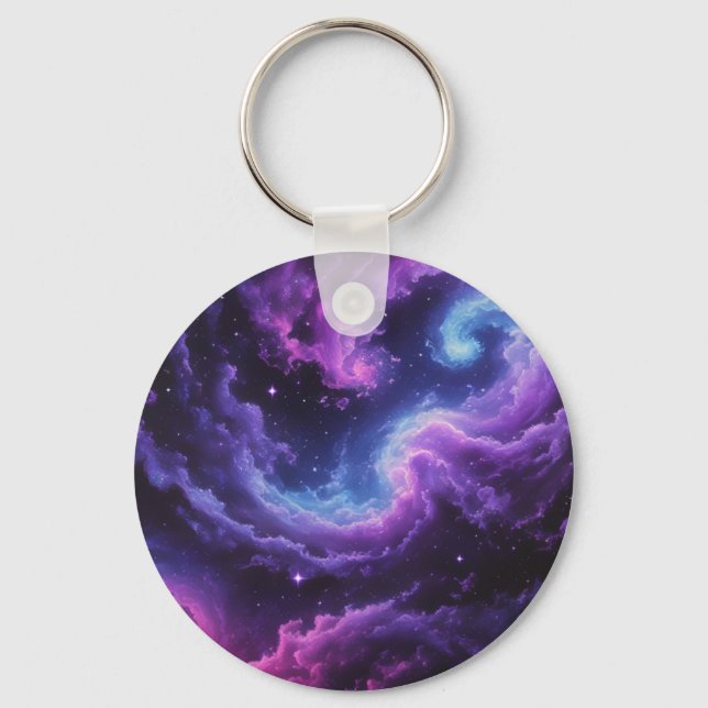 Cosmic Galaxy Nebula Abstract Space Art Design Keychain (Front)
