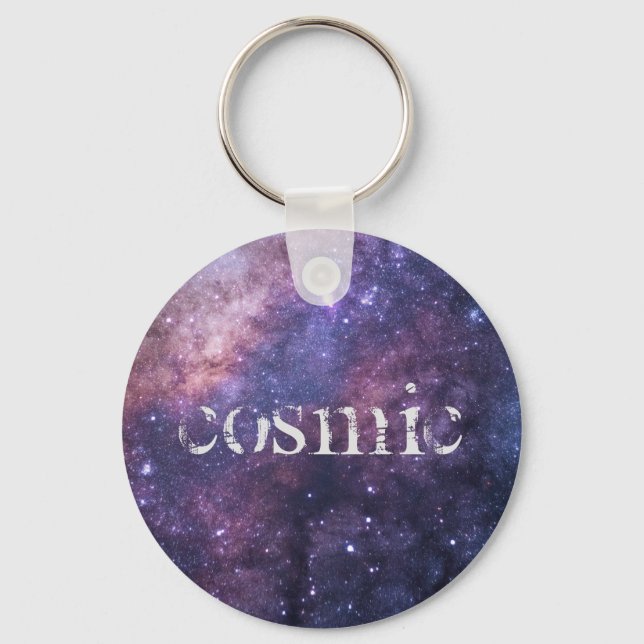Cosmic Galaxy Outta Space Universe blue lilac Keychain (Front)