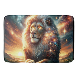 Cosmic Galaxy Space Lion Leo Strength Astrology Bath Mat