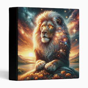 Cosmic Galaxy Space Lion Leo Strength Astrology  Binder