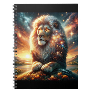 Cosmic Galaxy Space Lion Leo Strength Astrology Notebook