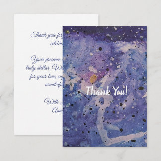 Cosmic Galaxy Watercolor Abstract Artistic Thank You Card