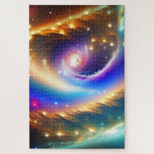 Cosmic Galaxy with Shooting Star Art Print  Jigsaw Puzzle