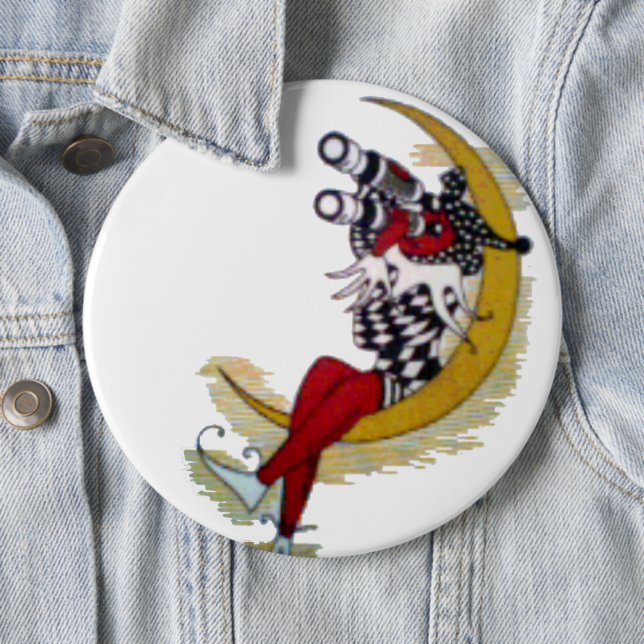 Cosmic Gaze: Elf on the Moon Adventure 6 Inch Round Button (In Situ)