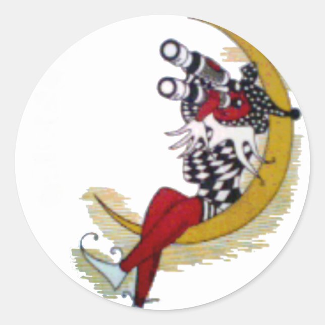 Cosmic Gaze: Elf on the Moon Adventure Classic Round Sticker (Front)