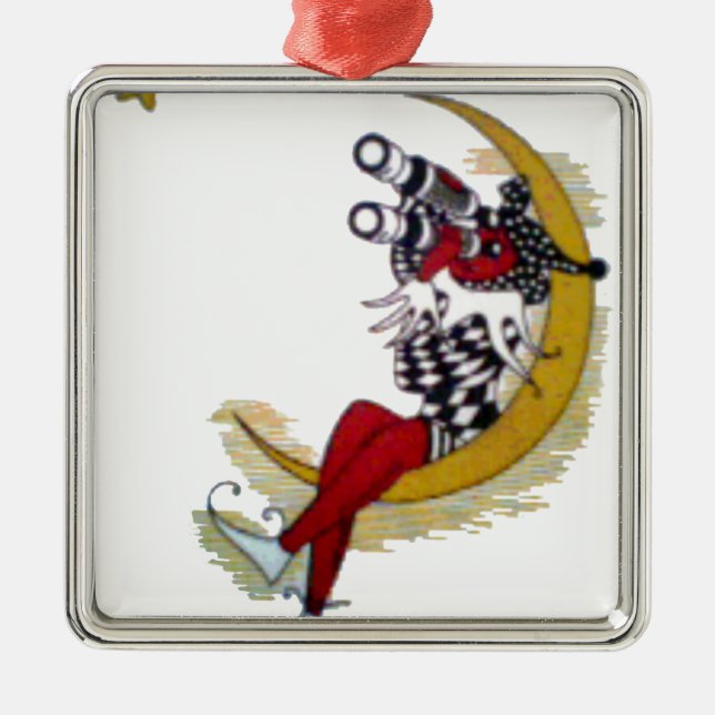 Cosmic Gaze: Elf on the Moon Adventure Metal Ornament (Front)