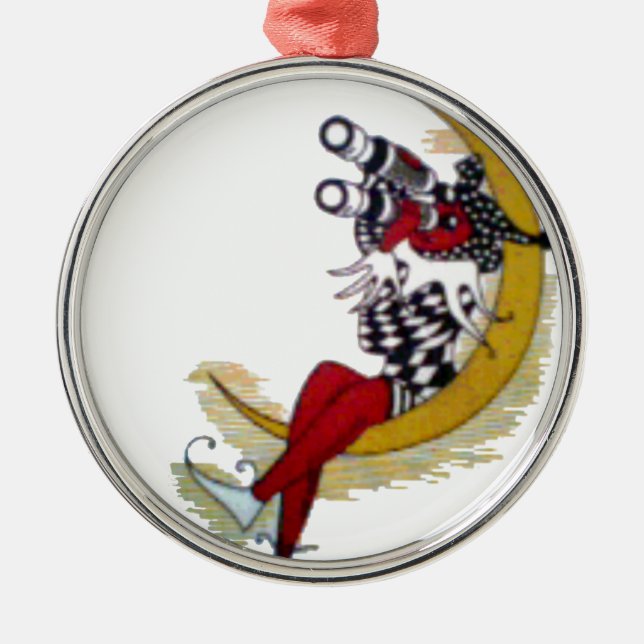 Cosmic Gaze: Elf on the Moon Adventure Metal Ornament (Front)