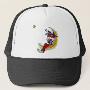 Cosmic Gaze: Elf on the Moon Adventure Trucker Hat