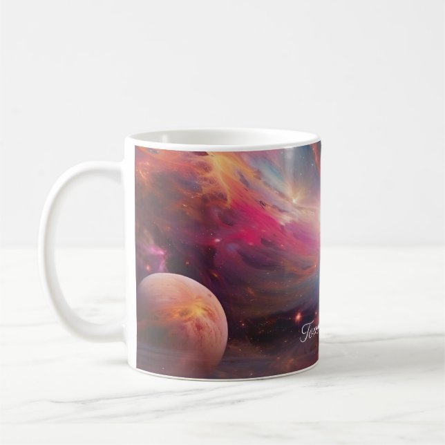 Cosmic Geometric Composition Coffee Mug (Left)