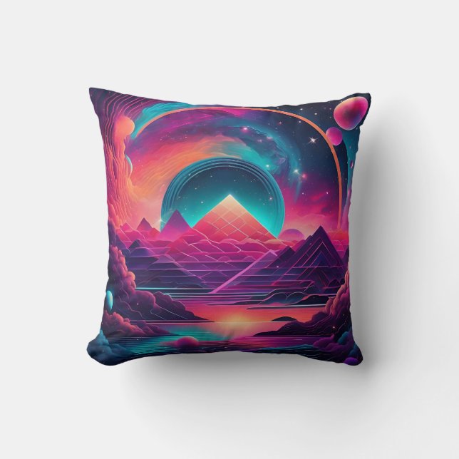 Cosmic Geometric Composition Throw Pillow (Front)