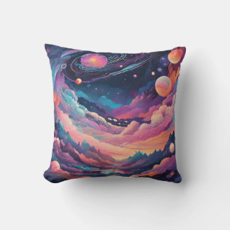Cosmic Geometric Composition Throw Pillow