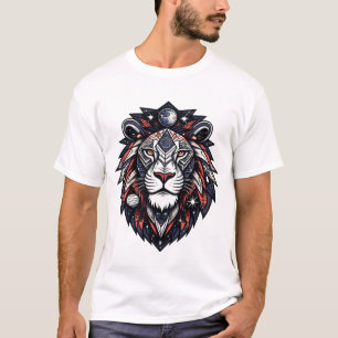 Cosmic Geometric Lion Emblem T-Shirt