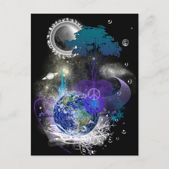 Cosmic geometric peace postcard (Front)