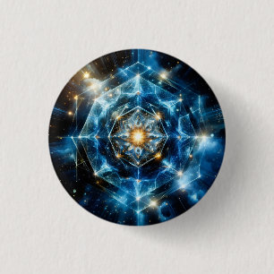 Cosmic Geometry Mandala Star Universe Abstract 1 Inch Round Button