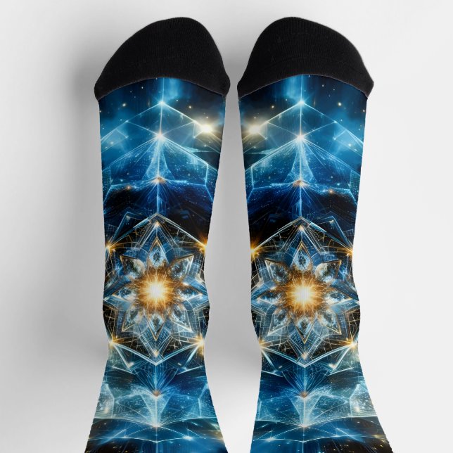 Cosmic Geometry Mandala Star Universe Abstract Socks (Top)
