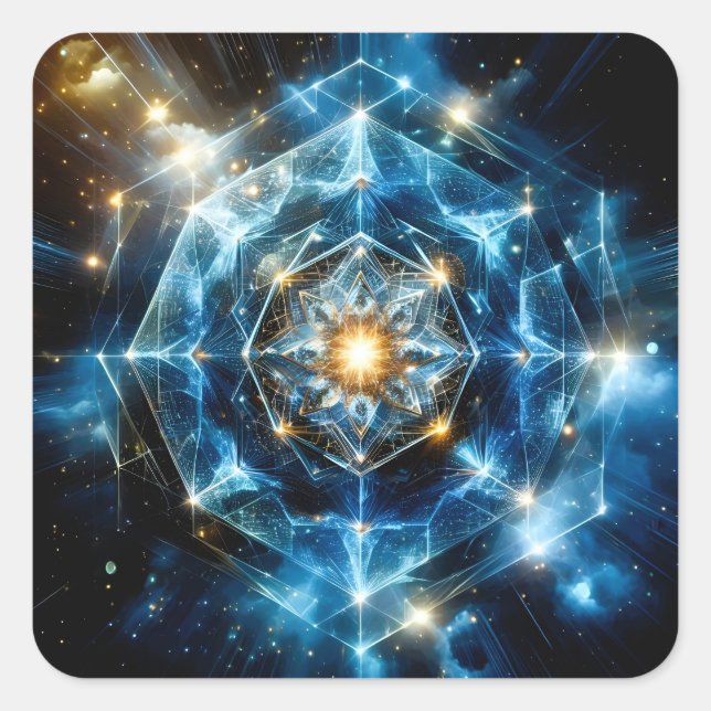 Cosmic Geometry Mandala Star Universe Abstract Square Sticker (Front)